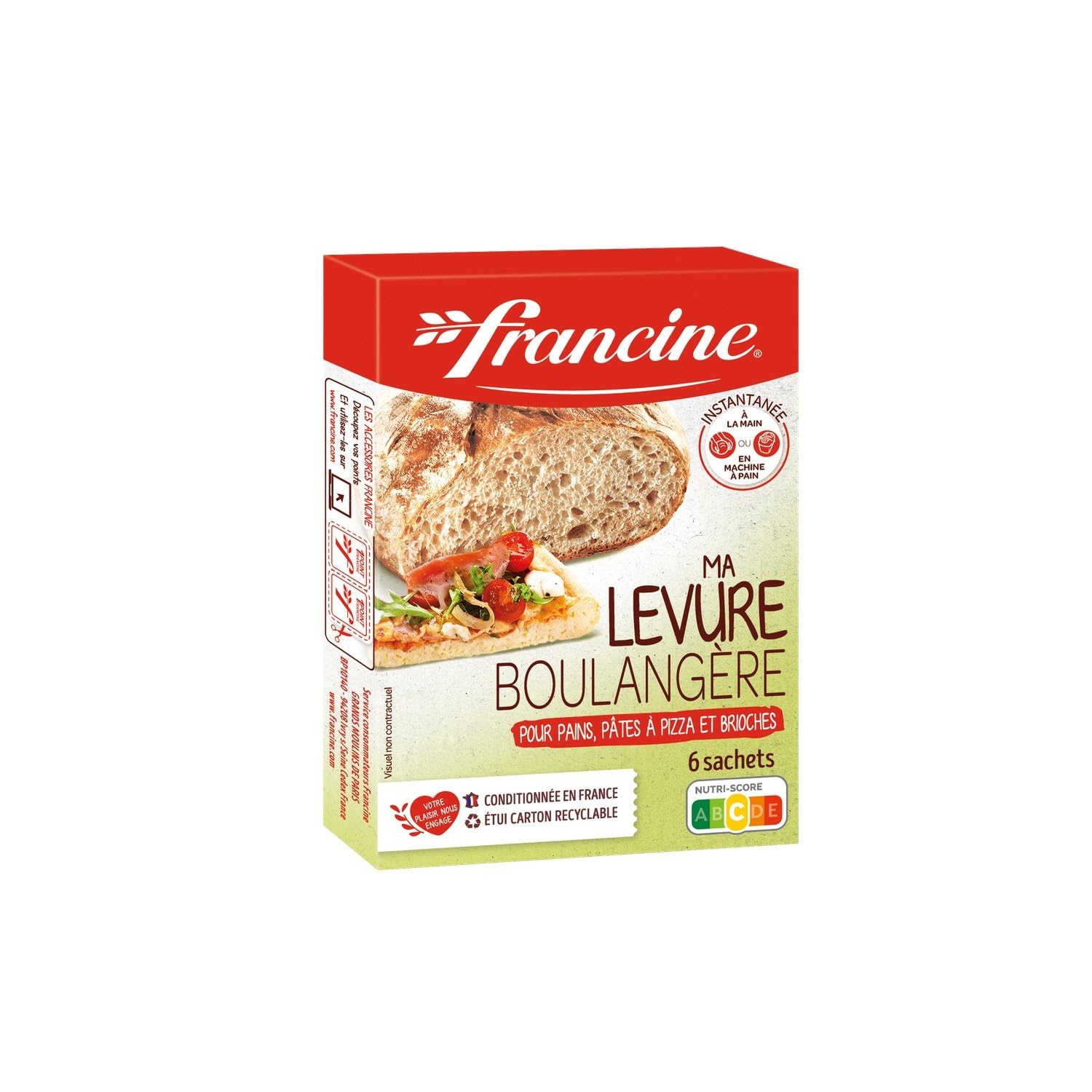 FRANCINE – Levure Boulangère pour Pains, Pizzas et Brioches, Levée Parfaite et Saveur Authentique (6 x 5g) - Le lot de 4