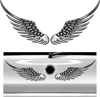 2PCS Angel Wings Car Stickers, 3D Alloy Metal Angel Hawk Eagle Wings Emblem Badge Decal, Anti-Collision Auto Body Logo Sticker, Universal Vehicle Exterior Decor Accessories (Silver & Black)