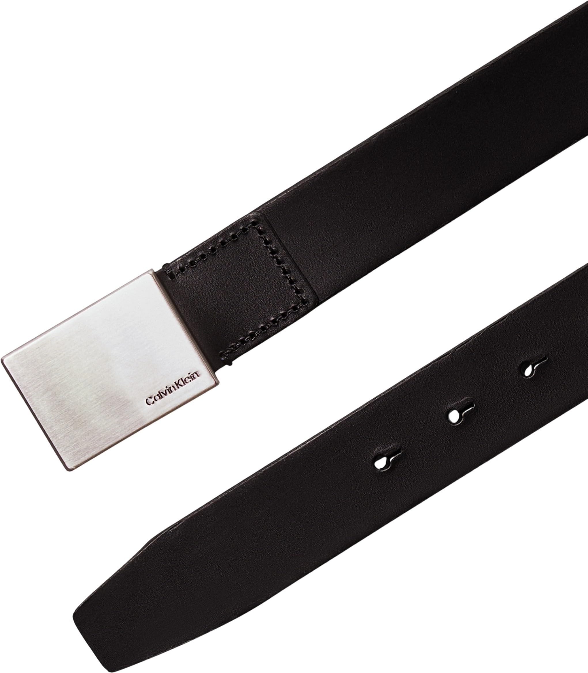 Calvin Klein Męski pasek Formal Plaque Belt 3,5 cm skórzany pasek, czarny (black 001), 85|#85|#673 (Herstellergröße: 85)