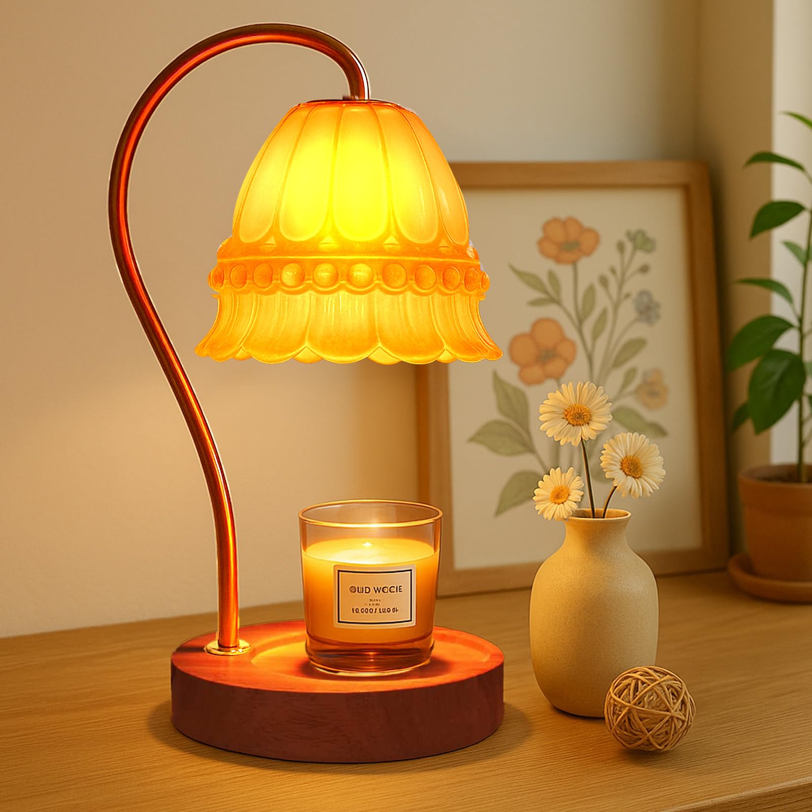 Candle Warmer Lamp with Dimmer - Electric Candle Lamp with Timer for Jar Candles Scented Candles with 2 Bulb