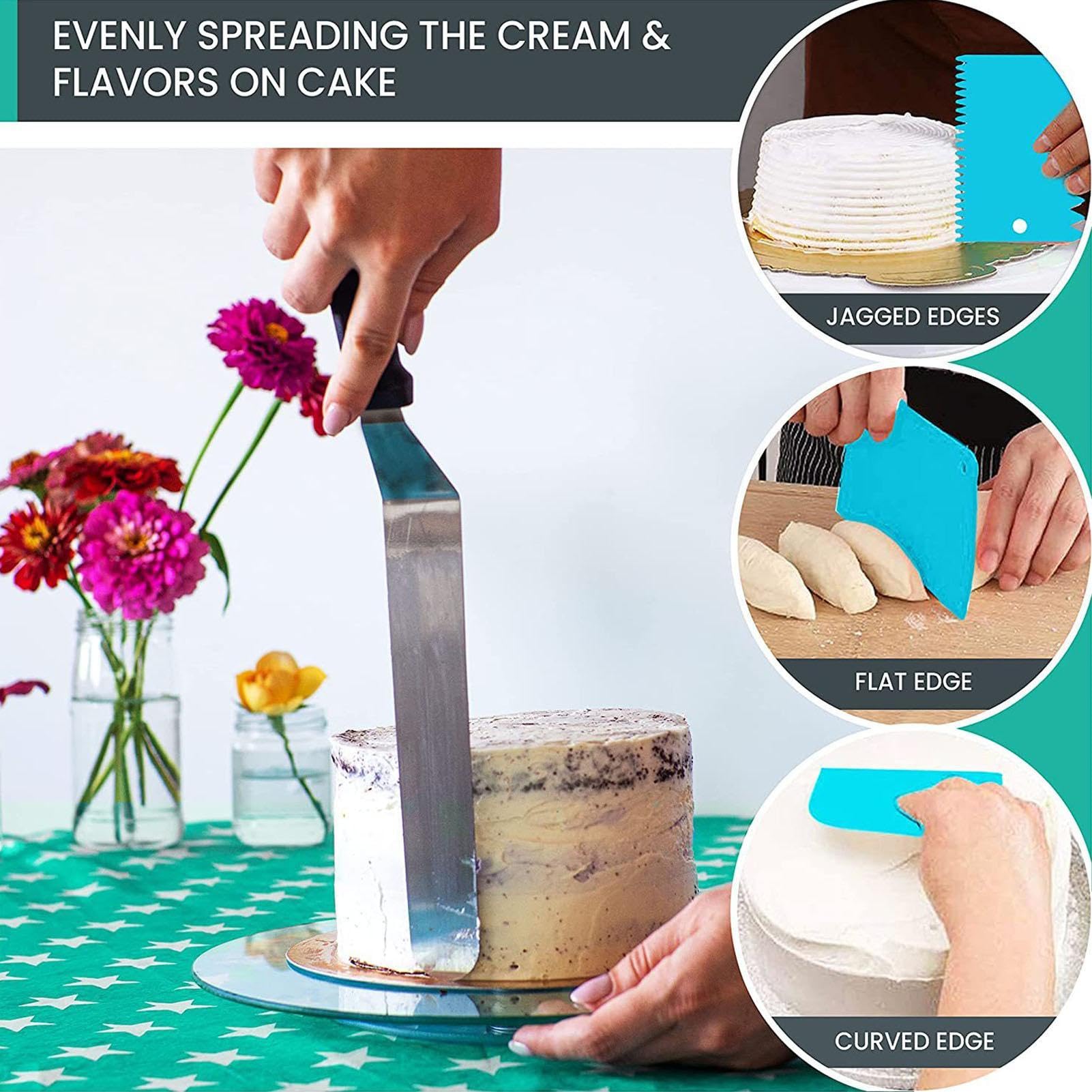 Kit di decorazione per torte, capacità di decorazione di torte, 64 pezzi di sacchetti per sac à poche girevoli, set di punte, migliora la tua con strumenti da pasticceria per glassa,
