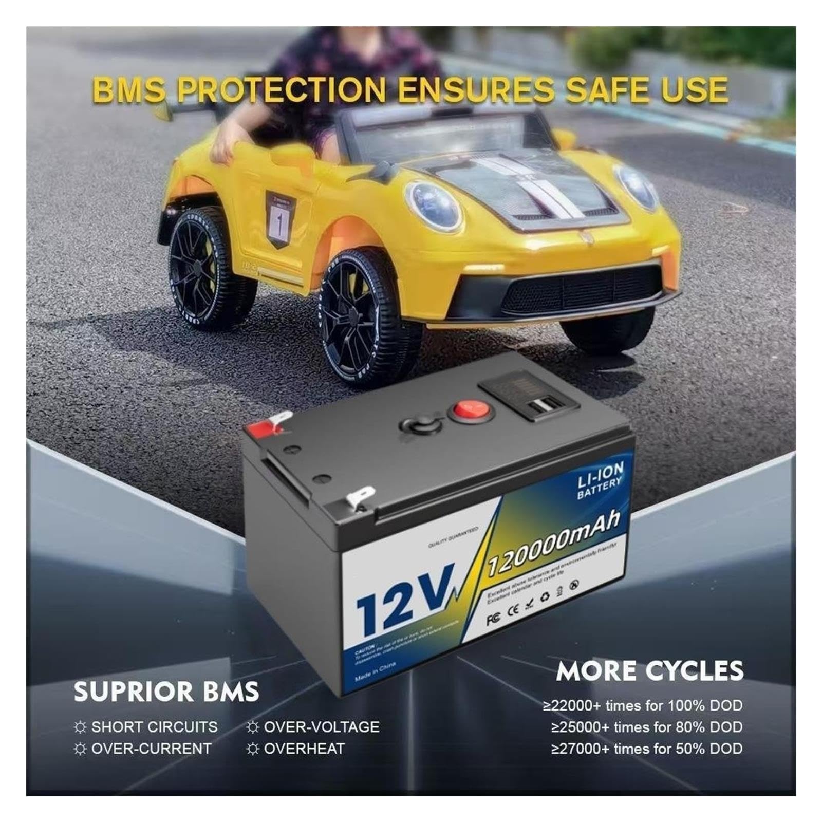 Accumulo di energia solare con batteria al litio portatile 12V 150Ah