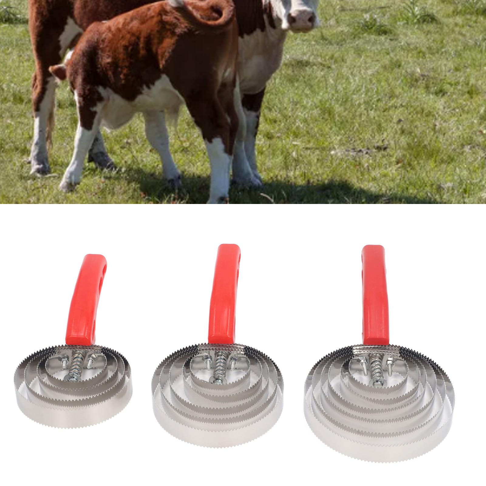 reversible acero inoxidable peine curry mango suave cepillo de caballo azul 4 anillos Curry curry herramienta de desplazamiento de doble cara para vacas para perros de