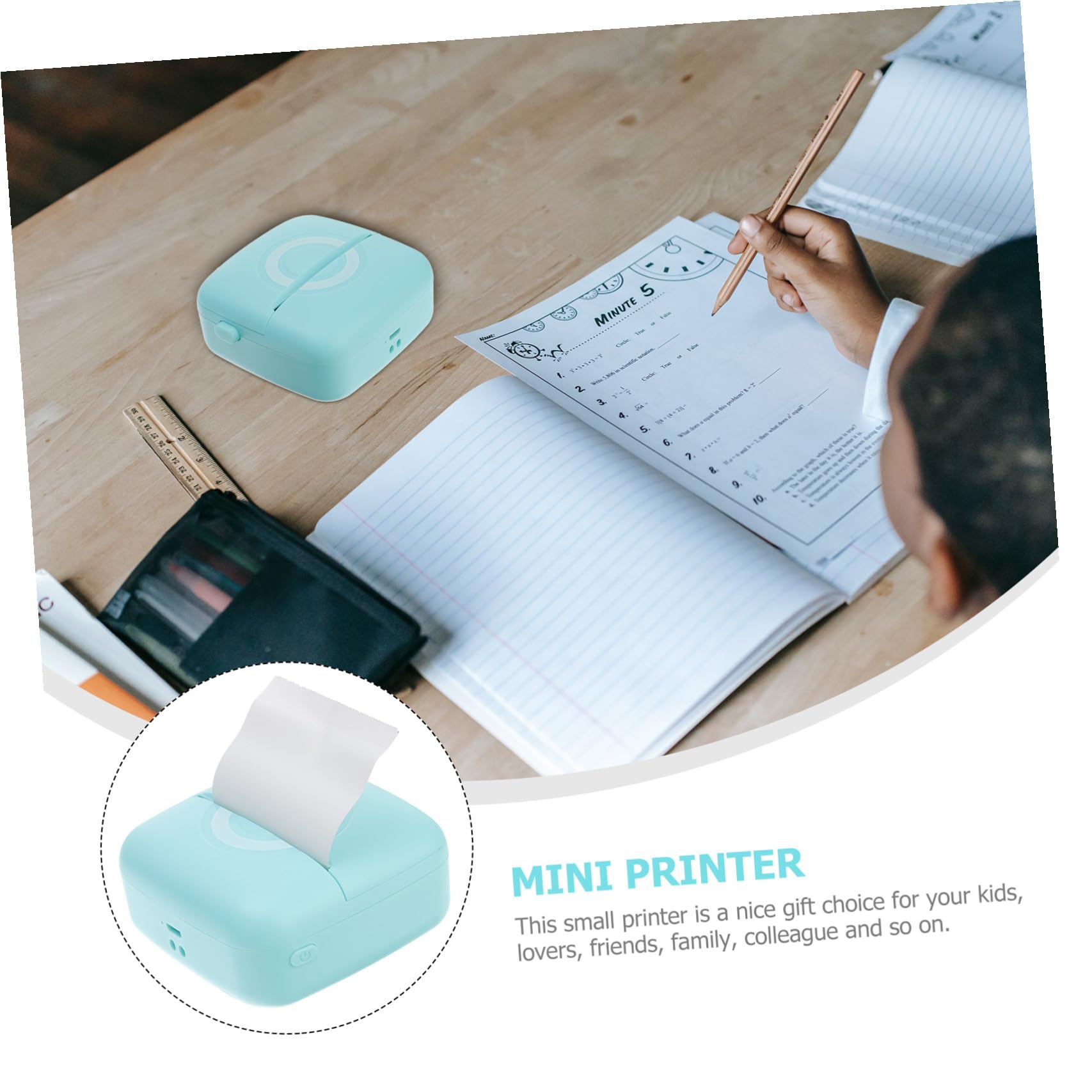 Zerodeko Stampante Portatile Termica Mini, Stampante per Telefono, 200 Dpi, 1000 Mah, Carta Abs, 5v Micro Usb, con Carta Termica, per Scuola e Ufficio
