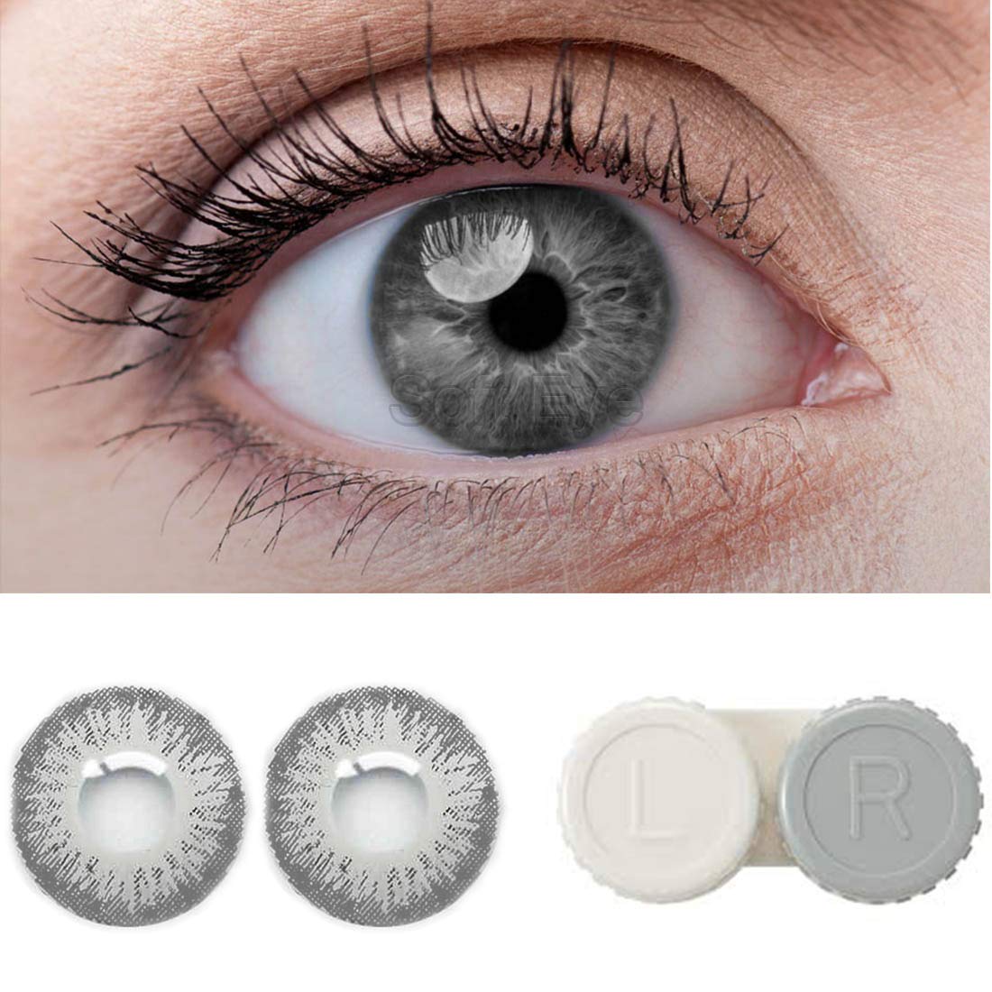 SOFT EYE Monthly Contact Lens with Case and Solution (Light Grey)