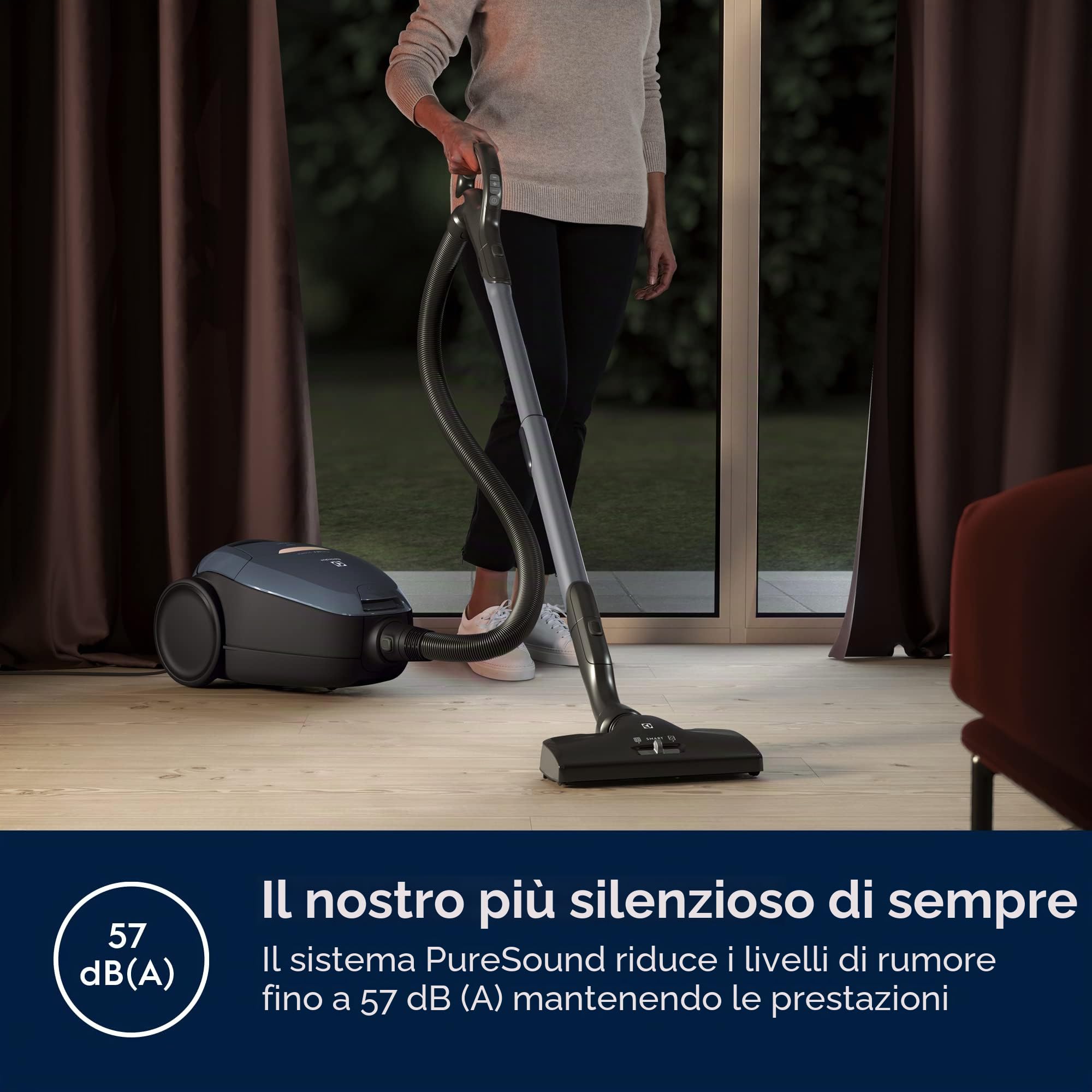 ELECTROLUX PureD8 13783211, Pure D8 PD82-8DB-Aspirapolvere a Slitta con Sacco Ultra Silenzioso, regolatore Automatico di Potenza SmartMode e Tecnologia PureSound-Colore: Blu
