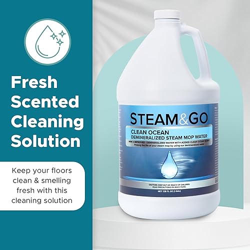 Miniatura 3 de Steam and Go Agua desmineralizada, aroma limpio del océano, solución de limpieza para trapeador de vapor, solución limpiadora de pisos y más,