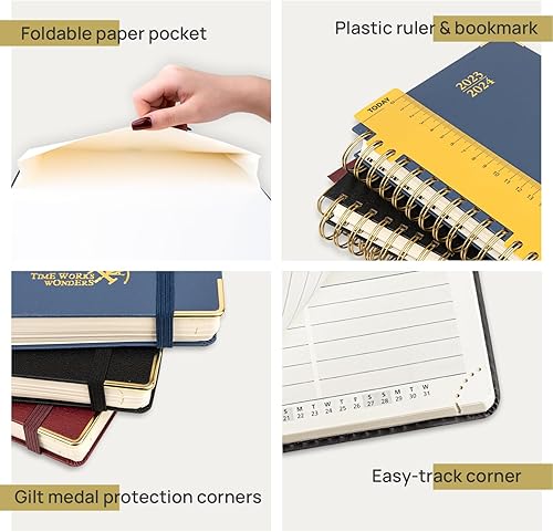 Miniatura 4 de POPRUN - Agenda 2024 diaria, semanal y mensual de 8.5 x 6.25 pulgadas, agenda vertical 2024 con programación por horas, pestañas y calendarios,