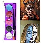MEICOLY 10 Colors Water Activated Eyeliner Palette, Blue Sally Makeup Neon Face Paint Kit,Colored Retro Halloween Hydra Liner,Matte Graphic Eyeliner, UV Blacklight Fluorescent Glow Face Body Paint,02