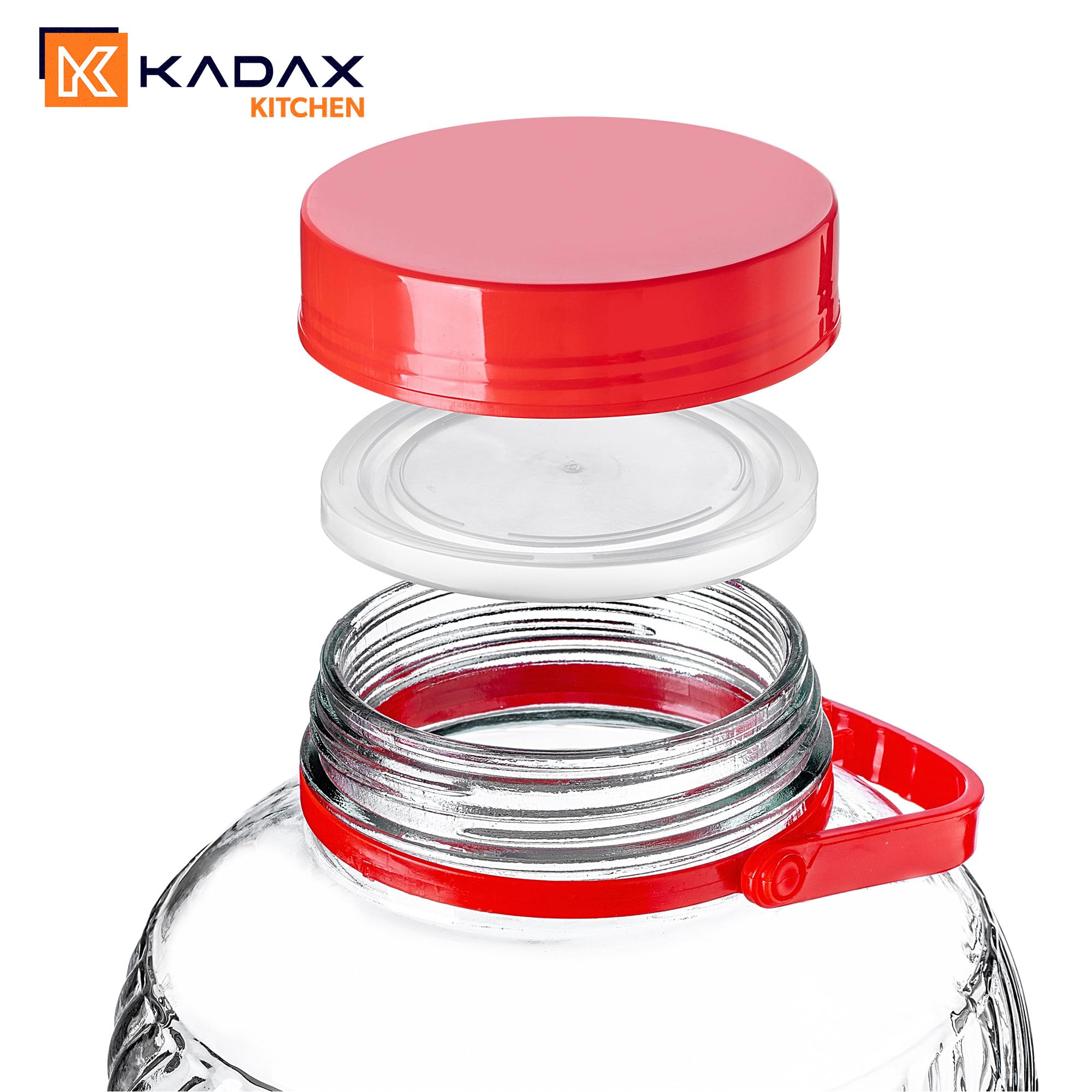 KADAX Barattolo di fermentazione grande in vetro, contenitore di conservazione con coperchio ermetico, ideale per la preparazione di sottaceti e crauti (8L)