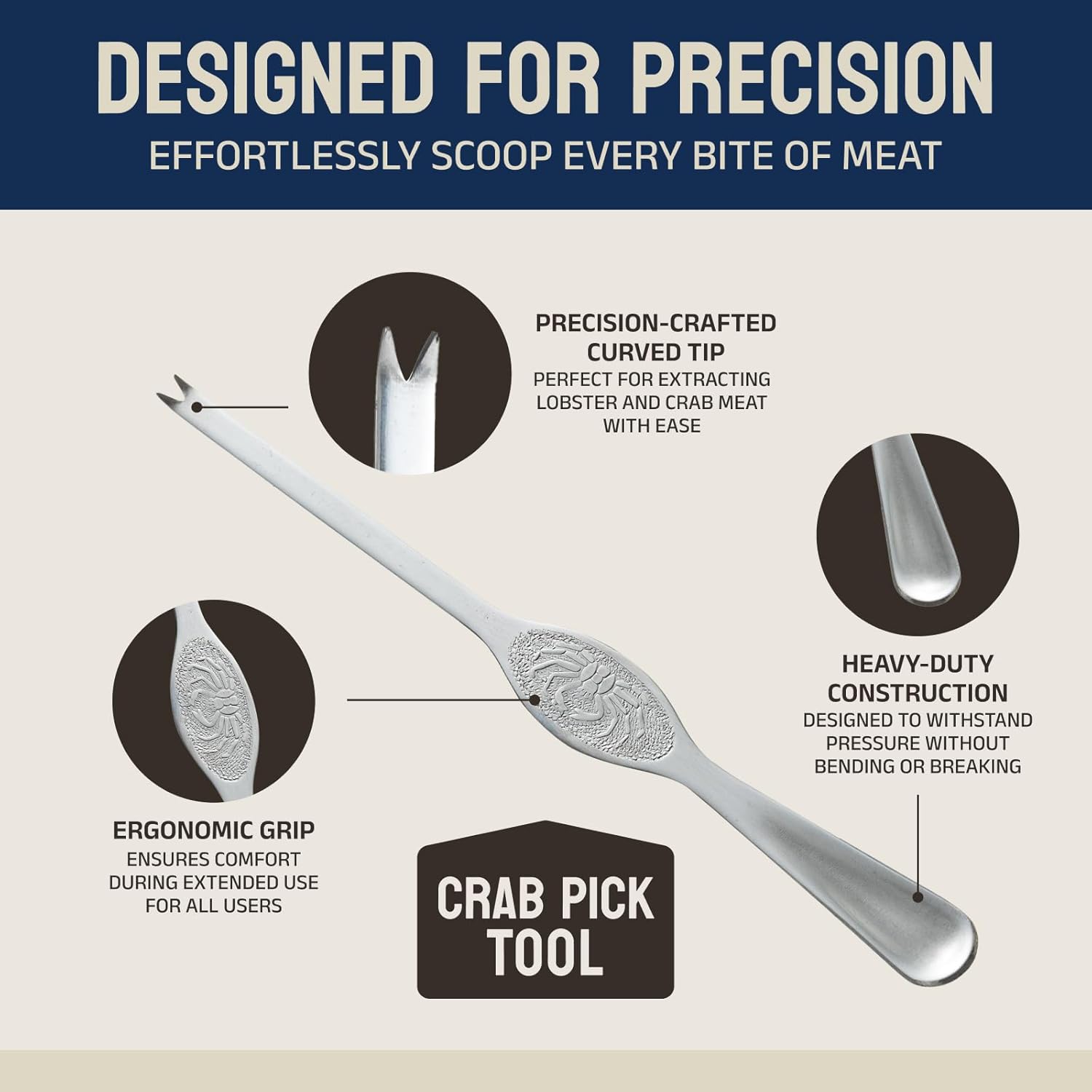 Premium Crab Leg Crackers and Tools, Set of 4 Lobster Crackers & Stainless Steel Lobster Picks, Crab Crackers and Tools, Seafood Tools Set by Smedley & York