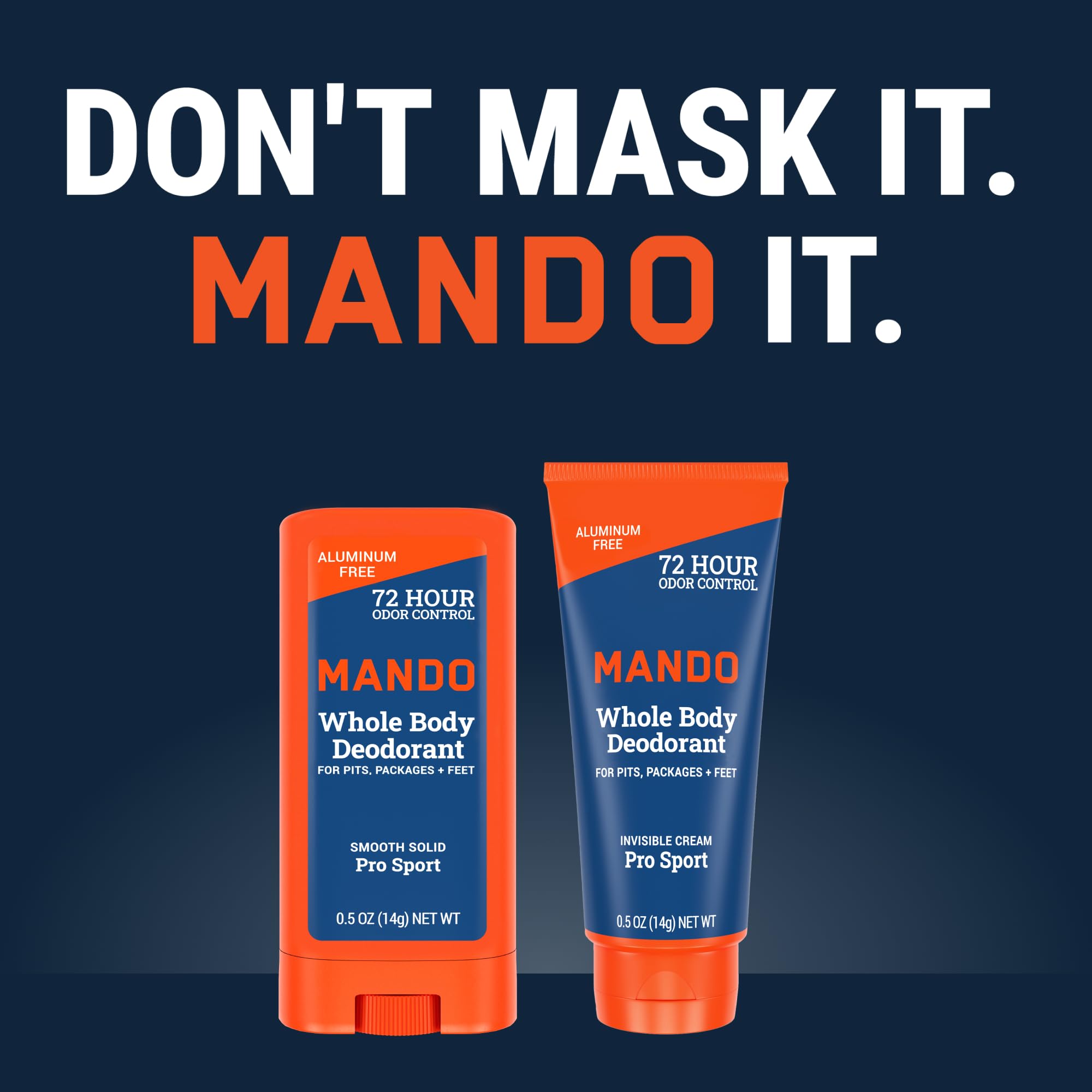 Mando Desodorante corporal para hombre, tamaño mini, control de olores de 72 horas, sin aluminio ni bicarbonato de sodio, 13 ml, crema invisible y barra firme