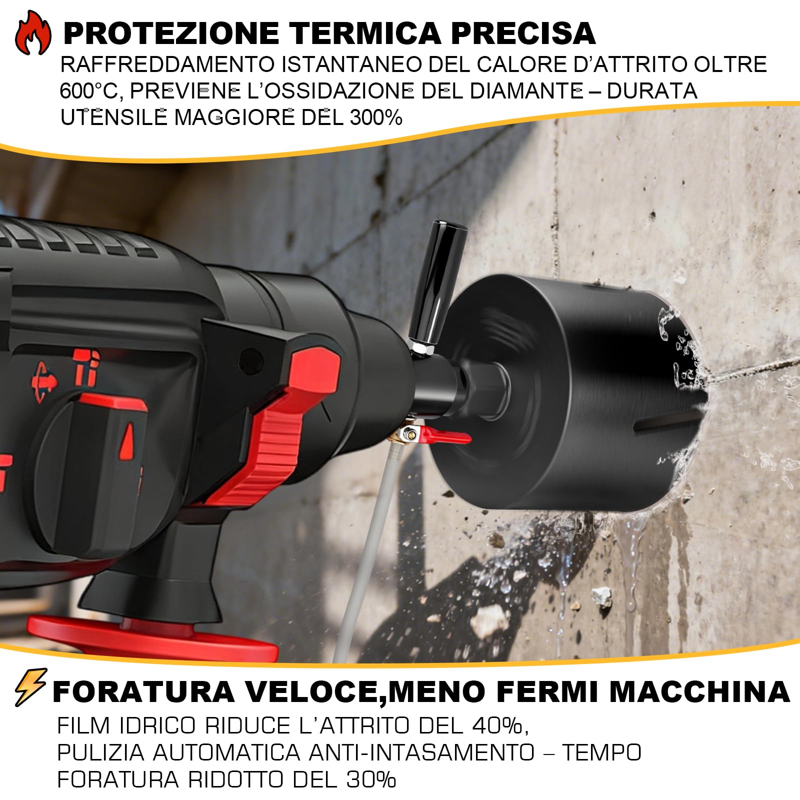 XIIW Adattatore SDS Plus a 1 1/4" UNC Iniezione d’Acqua Automatica +Pompa | 4m Tubo per Trapano a Nucleo in Calcestruzzo, Acciaio 42CrMo4, G1/4" - Carotatrice Diamantata per Muro, Trapano a Nucleo