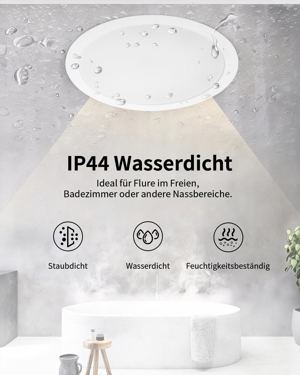 6 Stück LED Deckenleuchte Flach 36W Rund 3CCT 5000LM Ausschnitt Ø253-263mm | Grebeam IP44 Deckenspot Groß Ultra Slim Einbautiefe 30mm LED Panel 300x300 Warmweiß/Neutralweiß/Kaltweiß für Büro Wohnzimmer