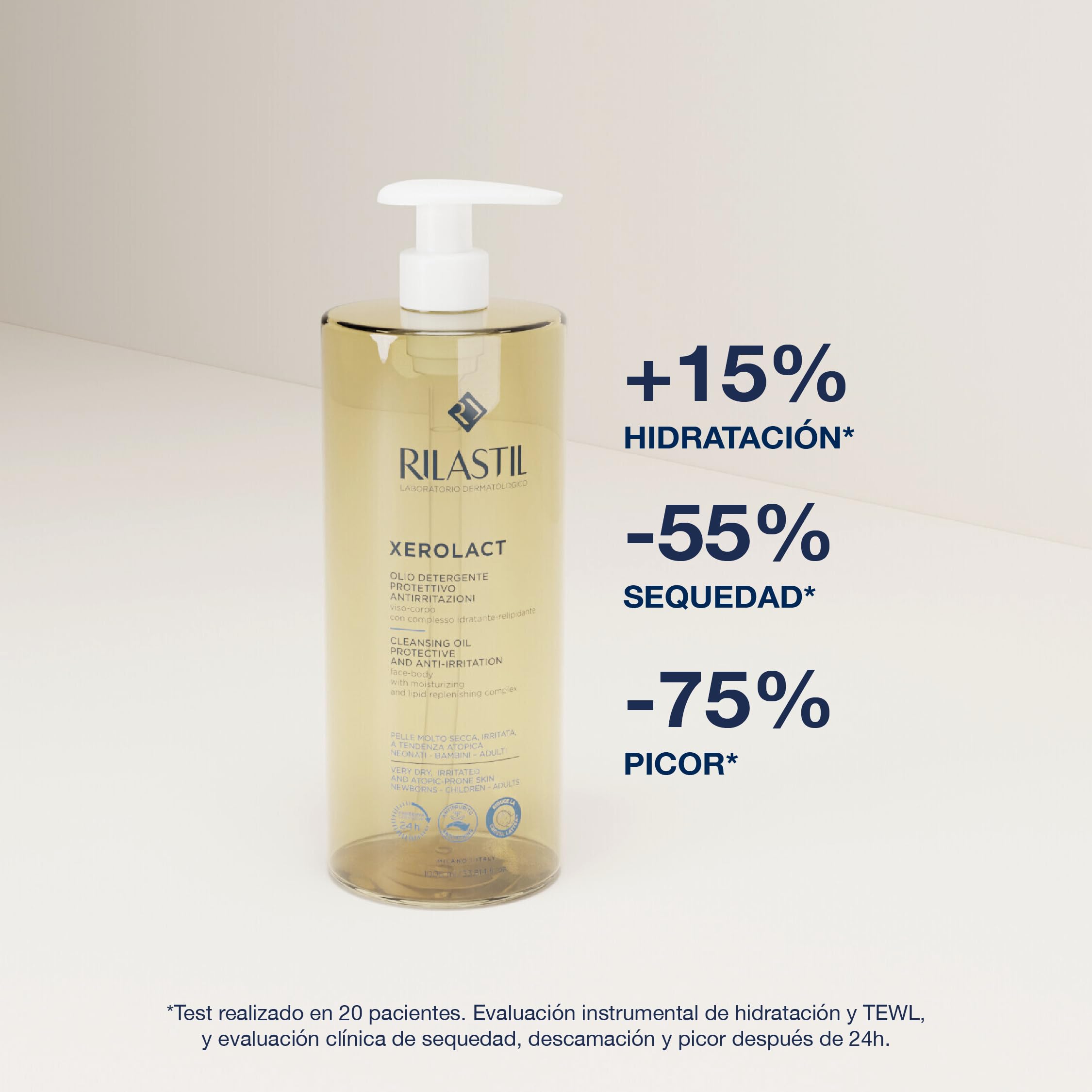 Rilastil Xerolact ochronny olejek oczyszczający do twarzy i ciała przeciw podrażnieniom, 1000 ml