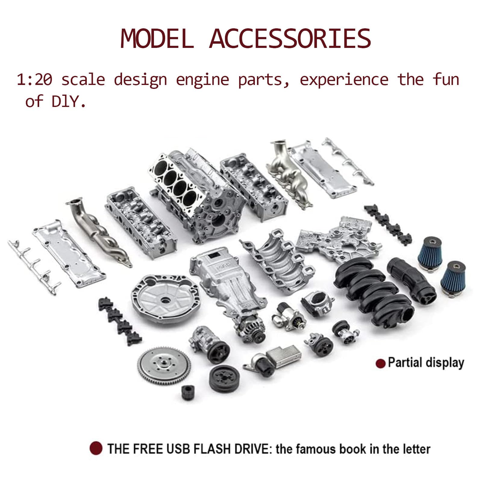 Amazon.co.jp: ミニ V8 エンジンモデルキット 子供と大人用 金属内燃 