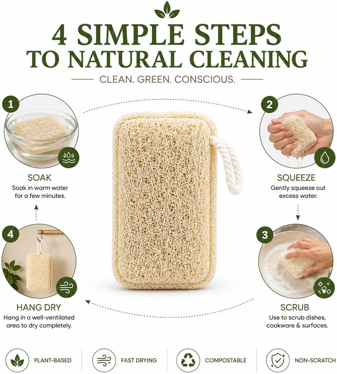 Natural Loofah Dish Sponge image 5