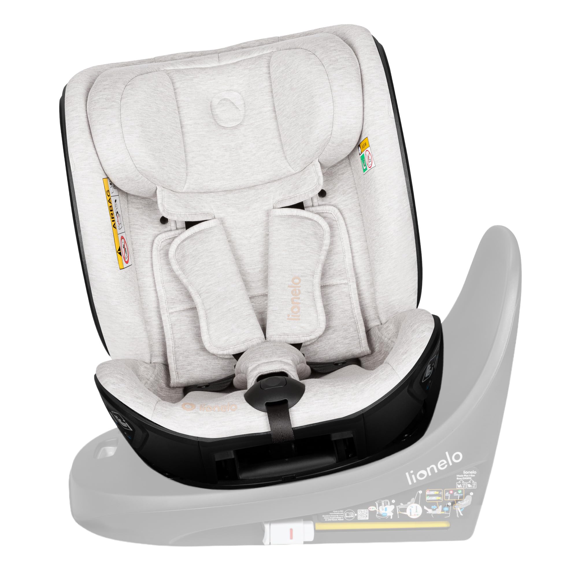 Lionelo Moxie Next i-Size Silla de Coche Para Niños Aprox. 0-4 Años (40-105 Cm), 0-18 Kg, Instalación Sobre Base Giratoria 360°, Protección Lateral SIP, Ajuste Del Reposacabezas Y De La Inclinación