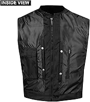 Vista 8 de Armor Biker - Chaleco ajustable de cuero para hombre, color negro