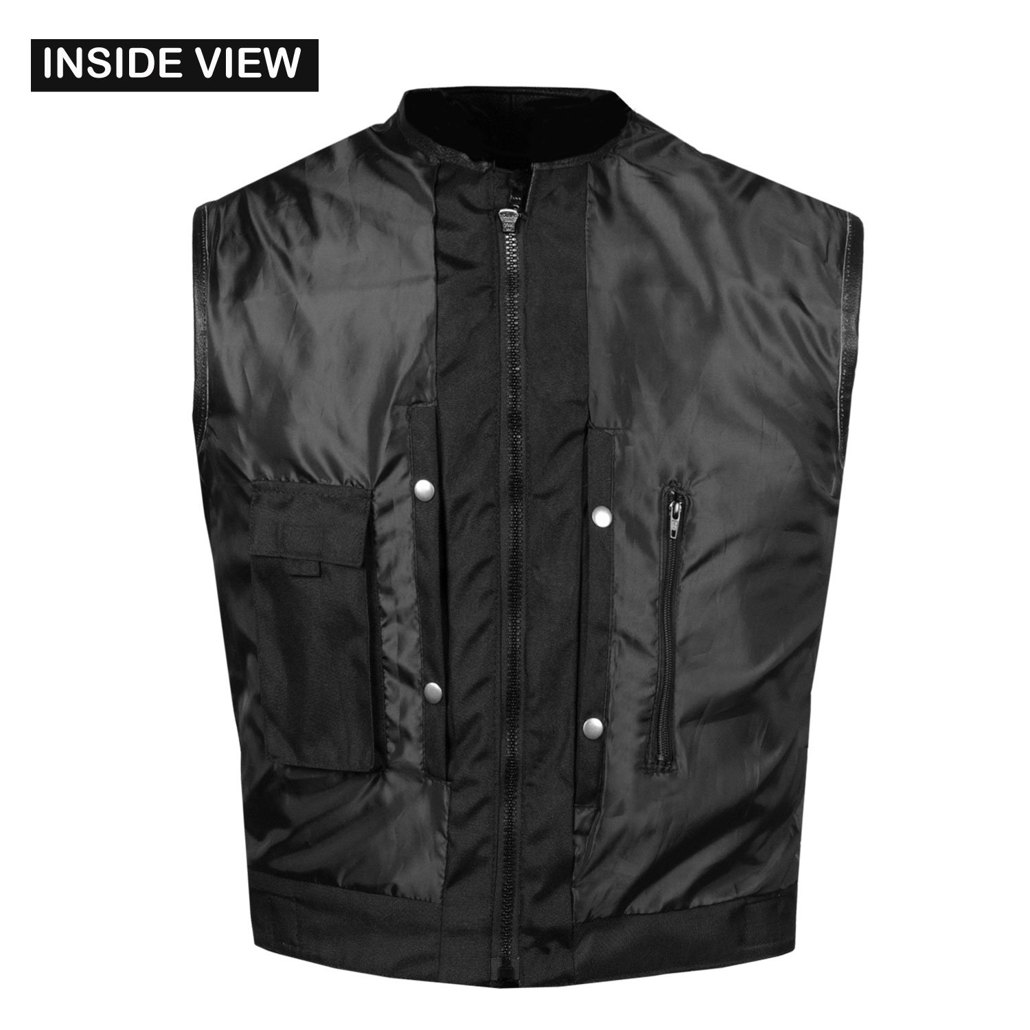 Jackets 4 Bikes Chaleco de piel ajustable para hombre con diseño de motocicleta, color negro
