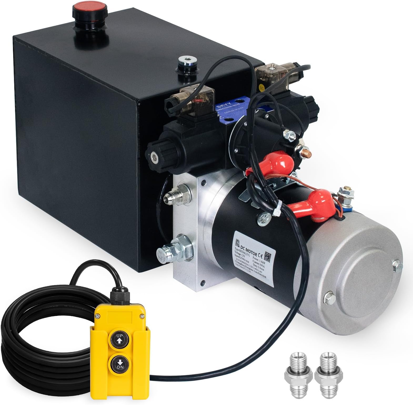DC HOUSE 12V Hydraulic Pump Hydraulic Power Unit Electric Dump Trailer Power Unit (Double Acting 6 Quart)
