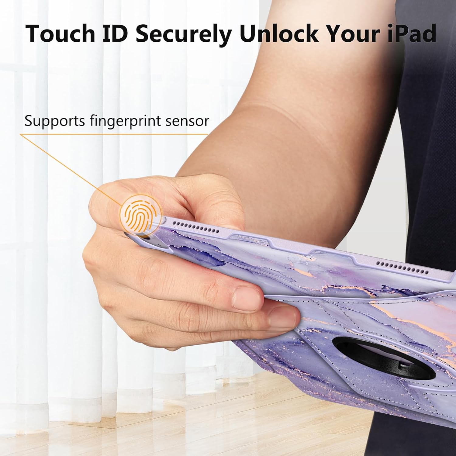 Fintie Rotating Case for iPad Air 13-inch (M3) 2025, (M2) 2024-360 Degree Swiveling Protective Stand Cover with Pencil Holder, Auto Wake/Sleep, Lilac Marble - Image 8