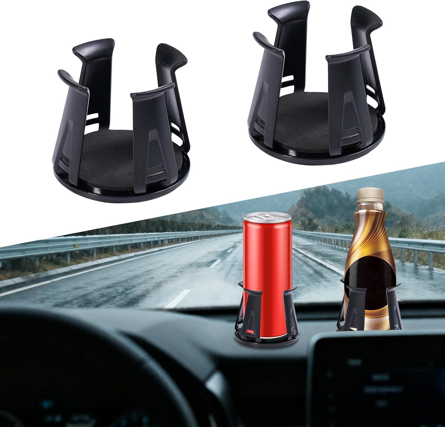 Rislobx 2PCS Cup Holder Inserts for Car, Adjustable Automotive Cups Holders Expander Accessories for Sedan,Truck, SUV (Black)