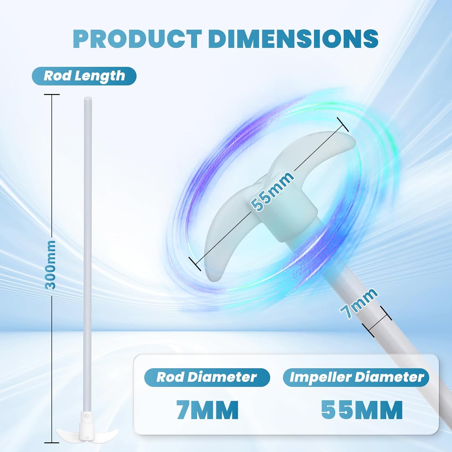 2-Pack PTFE Stirring Rod Set with Propeller & Paddle Blades – Chemical-Resistant Lab Mixing Tools for Precision Stirring, Dissolution, and Homogenization – Ideal for Lab and Industrial Use