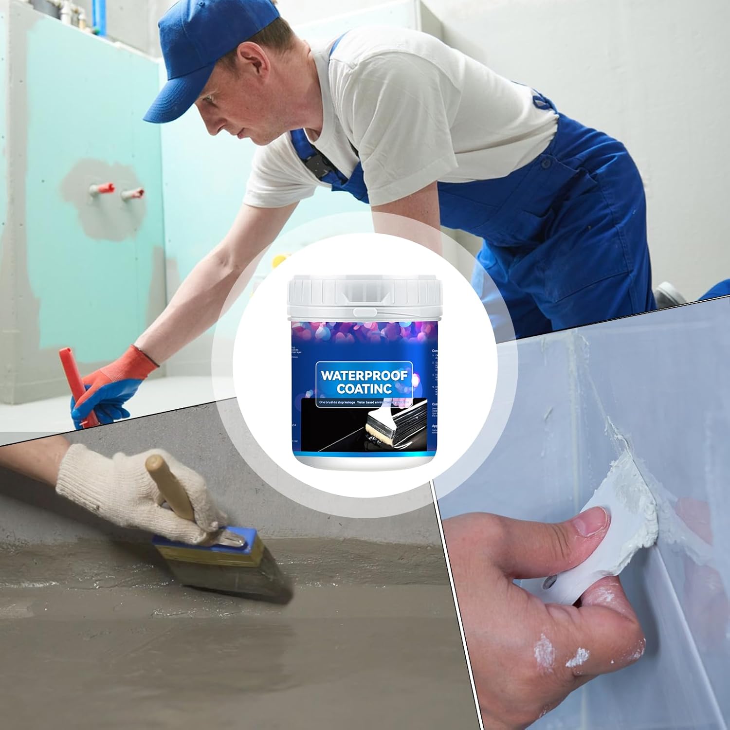 Waterproof Coating - 800g Anti-Leakage Waterproof Agent | 10x10x10cm Water-based Polyurethane Waterproofs Coating | Multi-Purpose Water-Based Concrete Sealer, Crack Filler For Roof Wall Indoor Outdoor