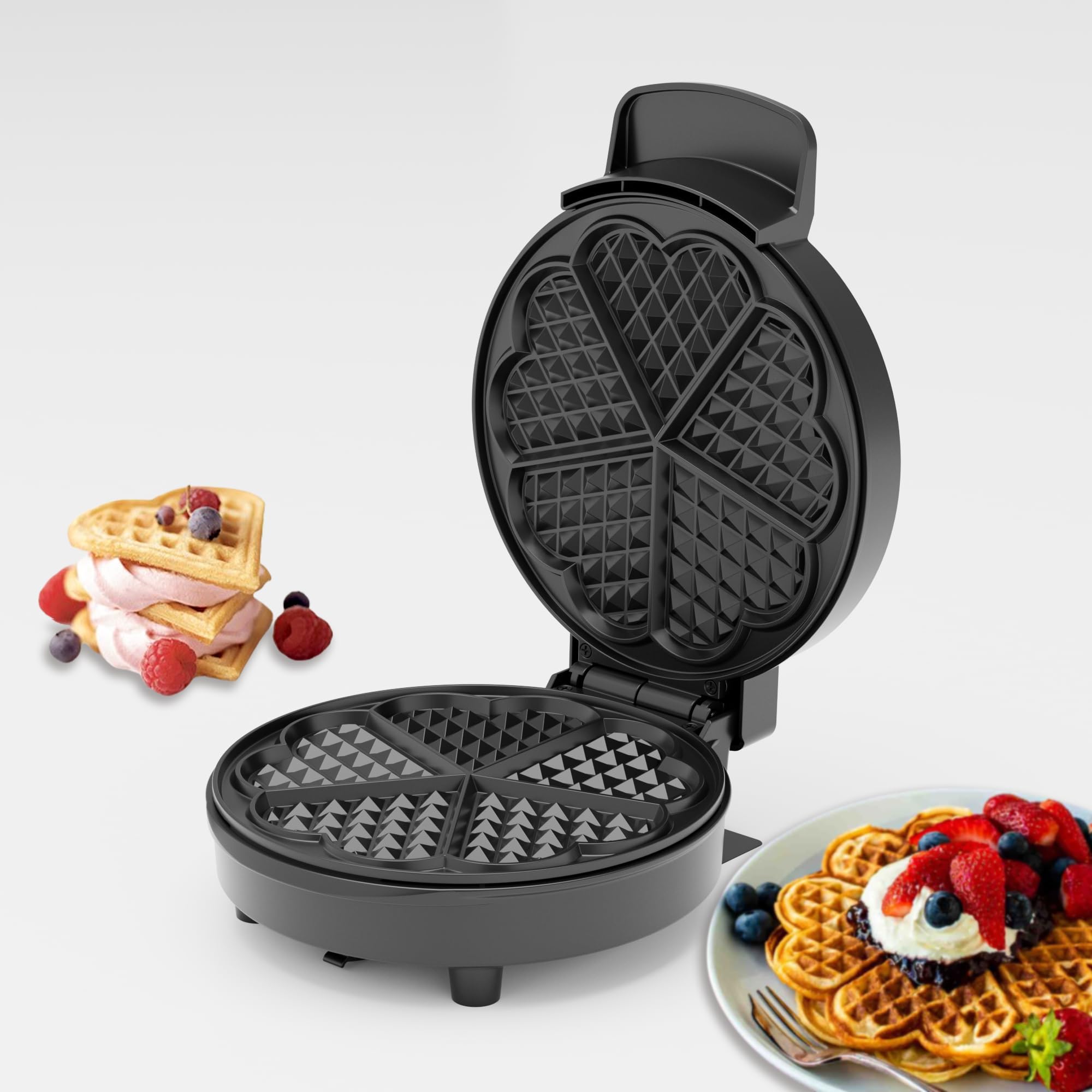 Heart Waffle Maker, 750W Nonstick Double-side Heating Mini Heart Waffle Maker, Easy to Clean, Home Baking Machine