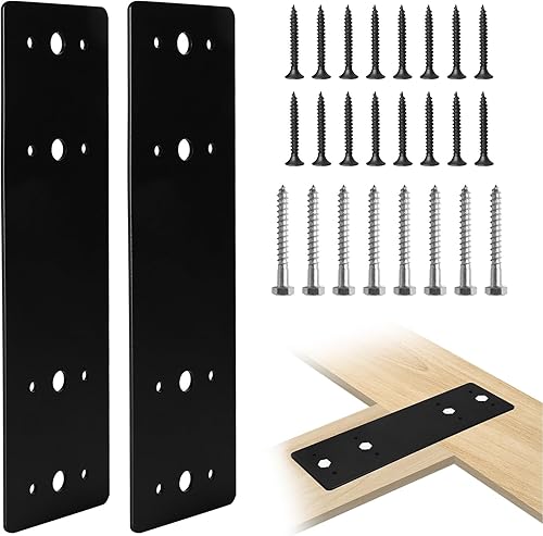Cskunxia 2 placas planas de acero recto, placa de reparación resistente de 10 x 3 pulgadas, soportes de unión, soporte de fijación de unión de