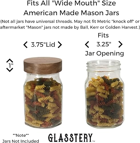 Miniatura 2 de Glasstery - Tapas para tarros de madera  Juego de tapas de tarro de masón moldeadas a medida compatibles con tapas de tarro Ball Kerr Golden Harvest