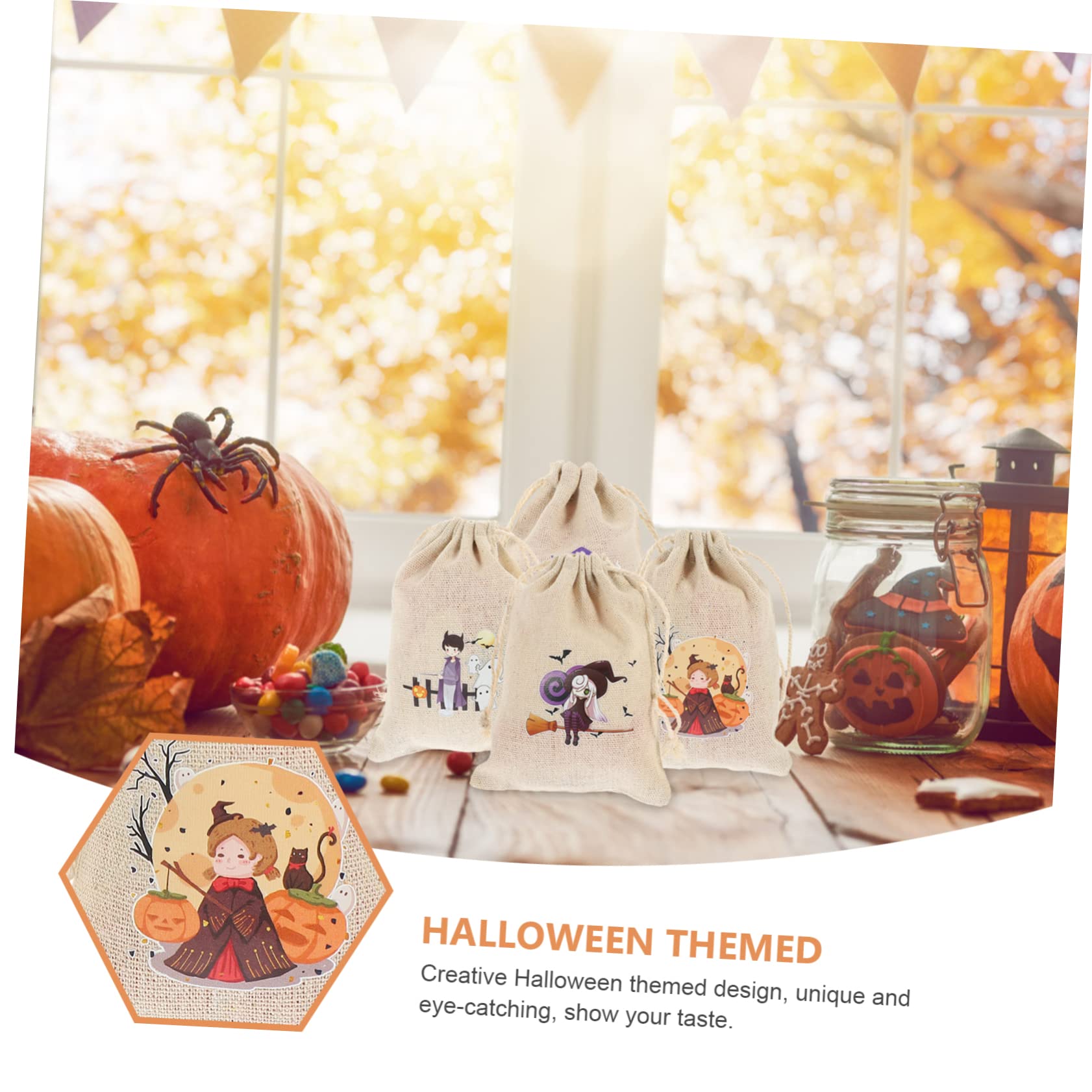 ULTECHNOVO 160stücke Halloween Geschenktüten Aus Baumwolle Stabile Zugbeutel Sammeltaschen Für Süßigkeiten Und Deko Für Halloween-feiern Und Ganzjährig Nutzbar