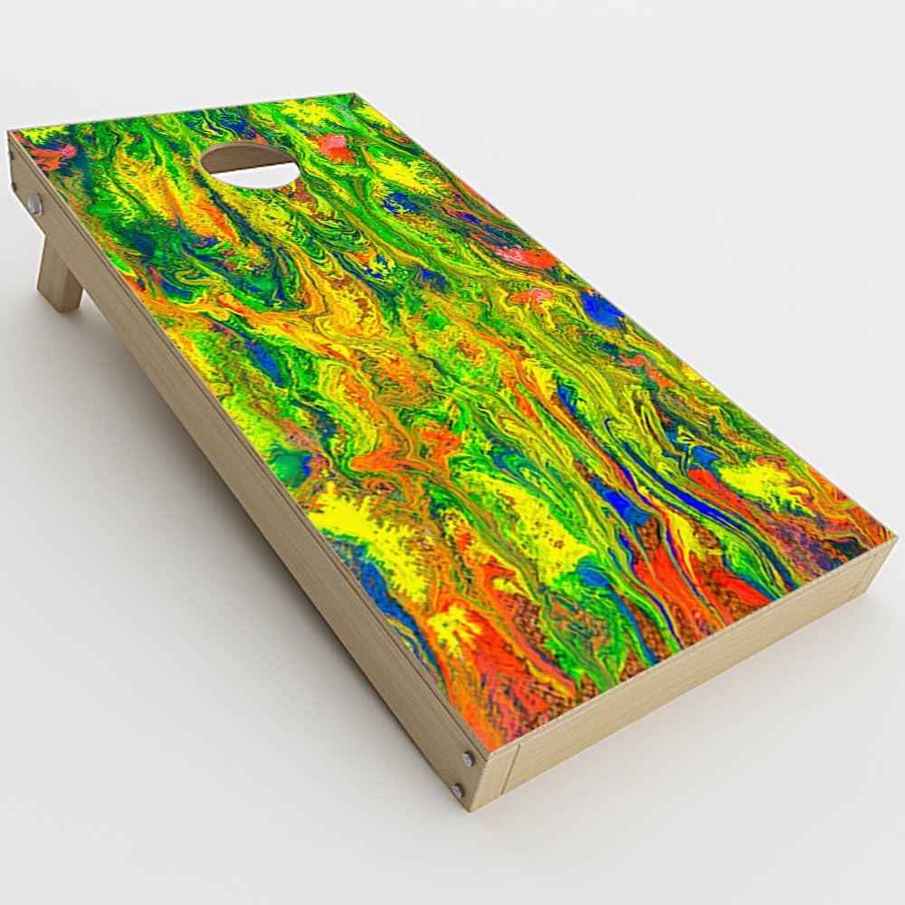 Skin Decal Vinyl Wrap for Cornhole Game Board Bag Toss (2xpcs.) Skins Stickers Cover/Green Trippy Color Mix Psychedelic