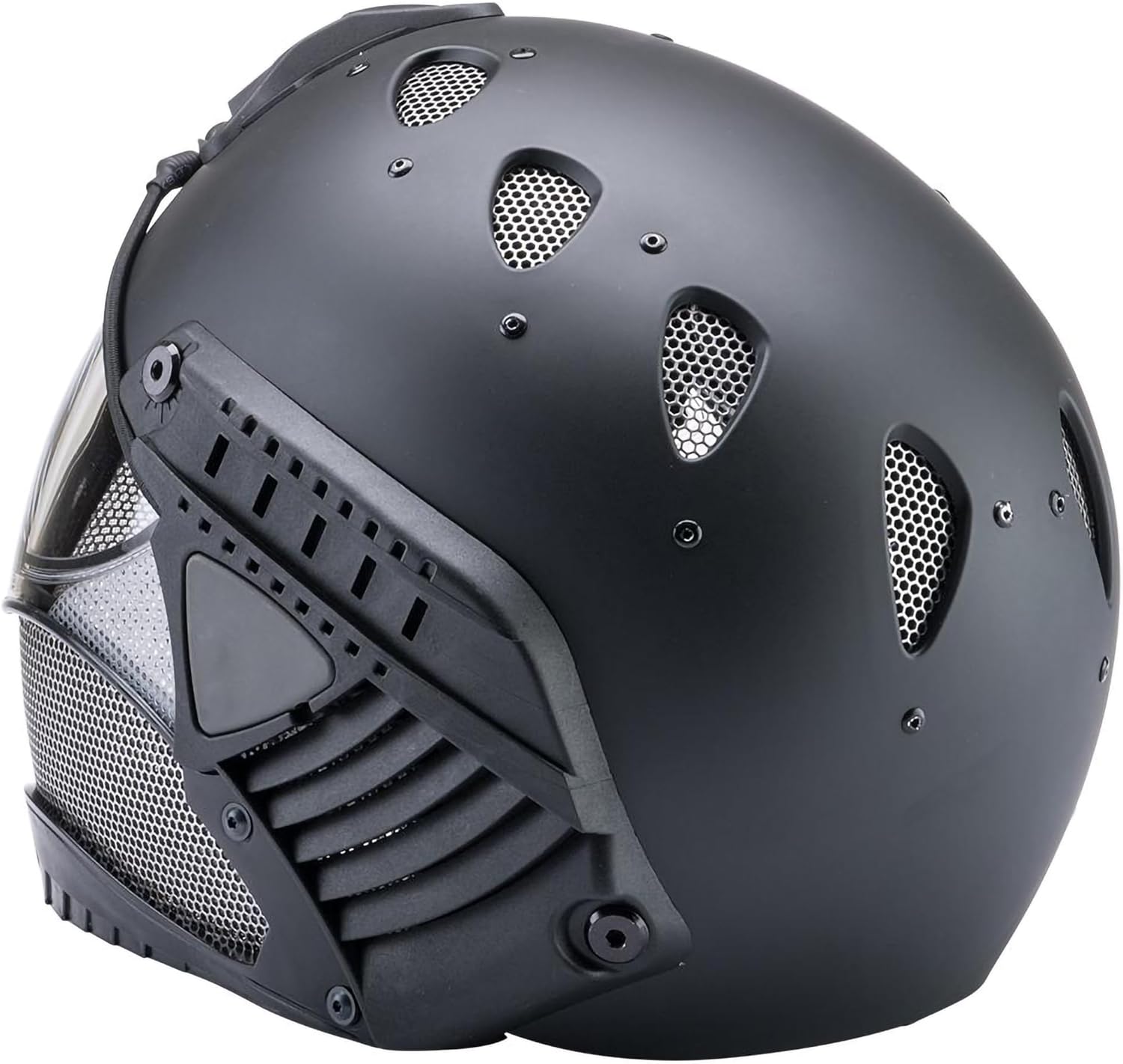 Evike Airsoft - WARQ Full Face Protection HeadPro System (Color: Black/Clear Lens)