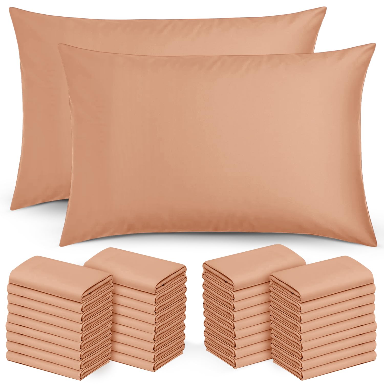 Moonlight Bedding Pillow Cases 50 Pack – Peach Pillowcases Envelope Closure Super Soft Brushed Microfiber Standard House Wife Pillow Covers, (50 X 75 CM)