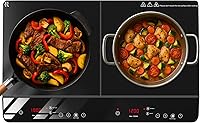 JollyOne 1800W Double Burner Induction Cooktop - Portable 2-Burner Electric Stove with Touch Controls, Safety Lock & 3-Hour Timer