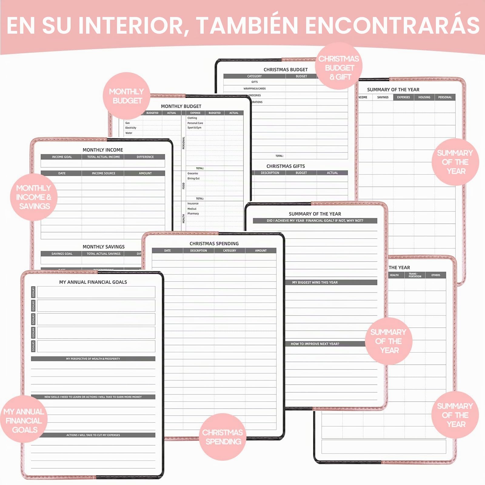 WEMATE Planificador de presupuesto 2026 con cerradura, libro de presupuesto mensual con cuaderno de seguimiento de gastos, planificador financiero sin fecha para administrar tu dinero, cuenta de cuero