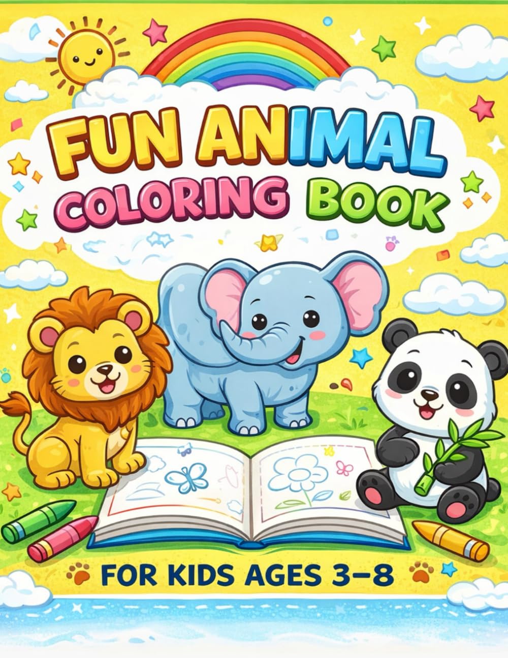 Fun Animal Coloring Book for Kids Ages 3–8: 30 Cute Animals to Color & Learn