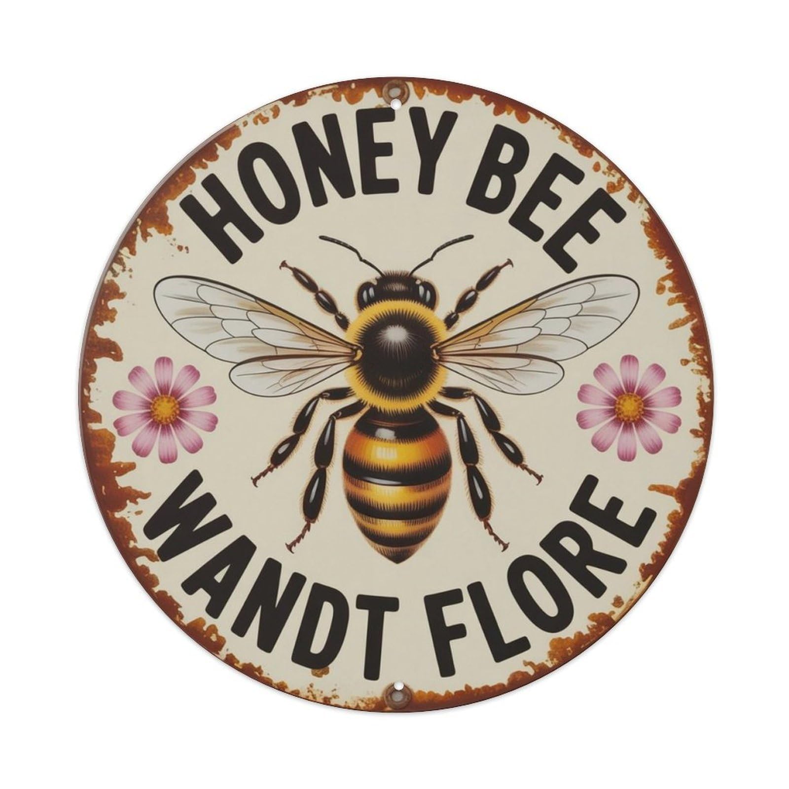 Bee & Wild Flower Vintage Metal Tin Sign Plaque