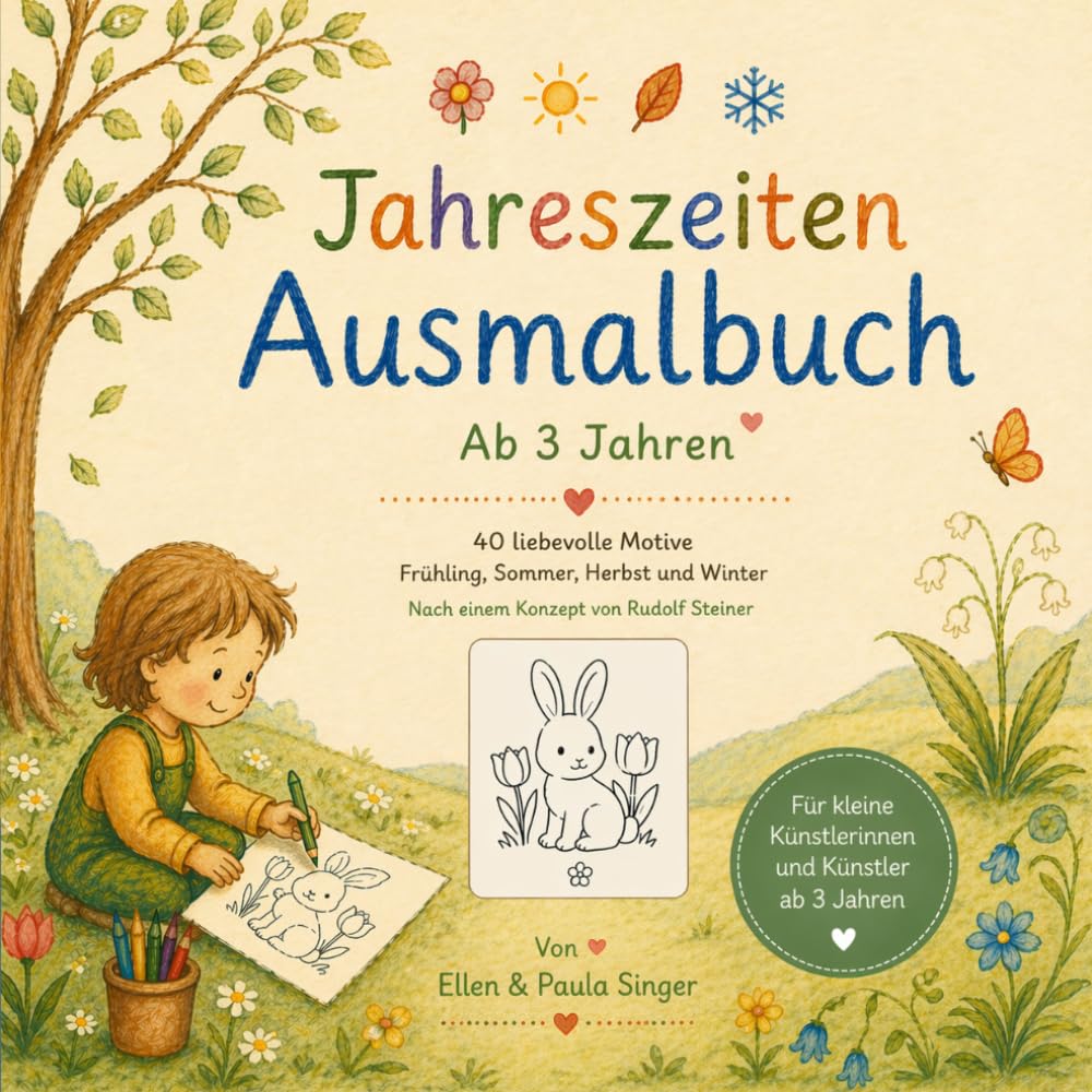 Mein Jahreszeiten-Ausmalbuch: Waldorf-inspiriertes Malbuch für Kinder ab 3 Jahren – Frühling, Sommer, Herbst und Winter mit liebevollen Naturmotiven