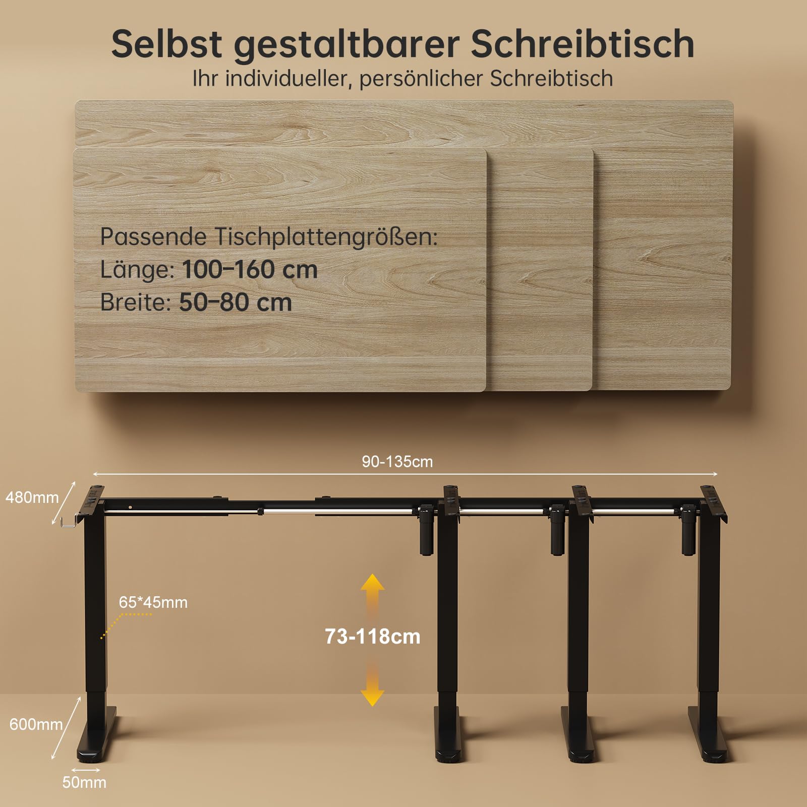 JUMMICO Höhenverstellbarer Schreibtisch Gestell, Stabiler Tischgestell, Elektrisch Höhenverstellbare Tischbeine, Steh-Sitz Bürotisch, Stehpult, Standing Desk mit 2 Memory-Funktion Schwarz