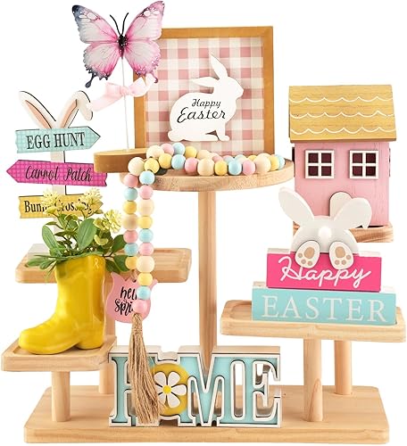 Miniatura 13 de Decoraciones Navideñas Juego de 8 Piezas de Decoración para Bandejas Escalonadas, Bonita Decoración Navideña de Mesa para Hogar Estante Repisa de