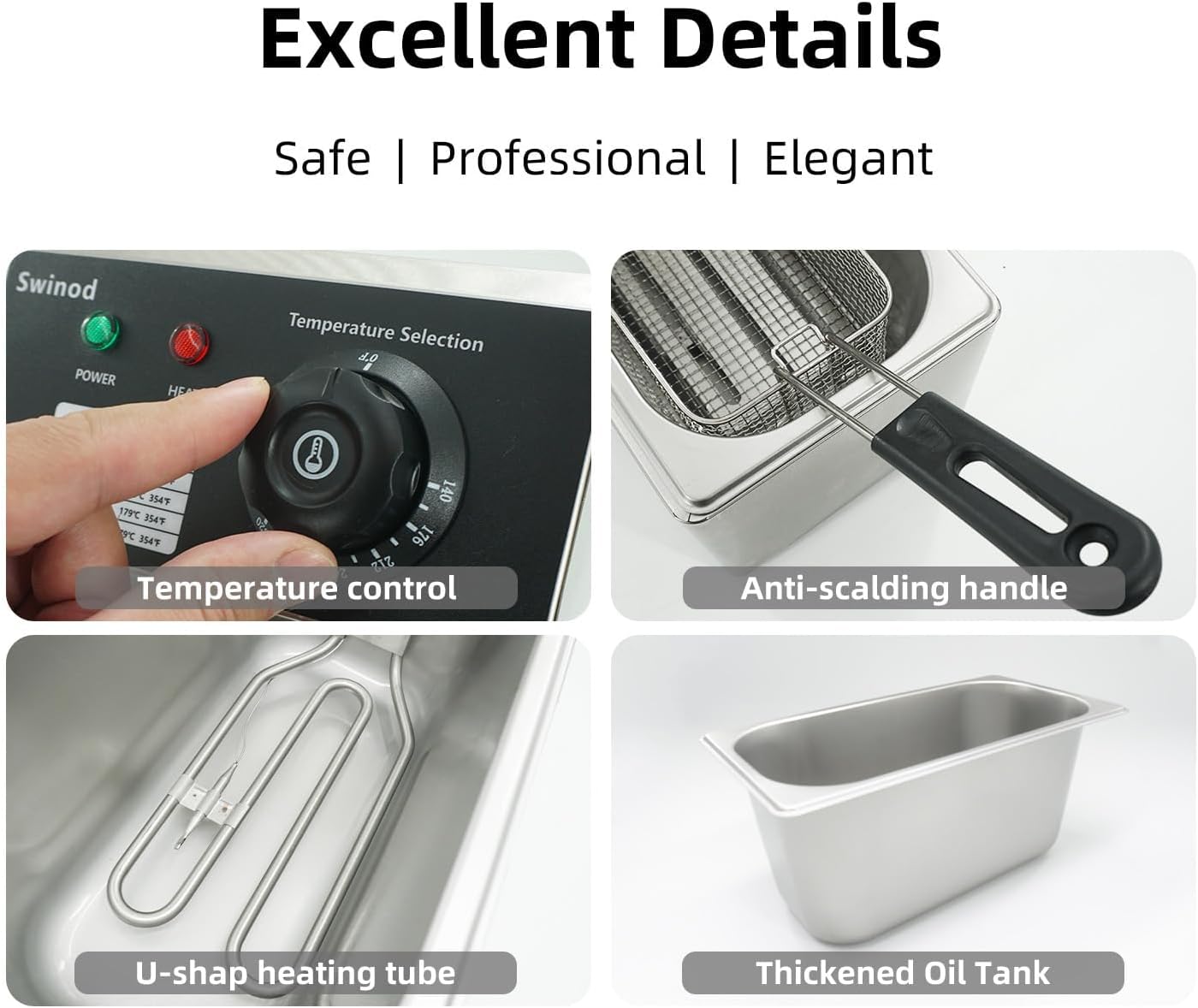 Electric Deep Fryer with Basket for Home Use, Countertop Deep Fryer 1700w Powerful Performance 4.2Qt Capacity Stainless Steel Oil Fryer