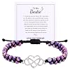 Gifts for Bestie Women Infinity Love Heart Bracelet Natural Stone Beaded Bracelets Mothers Day Anniversary Graduation Christmas Birthday Gift Ideas Purple To My Bestie