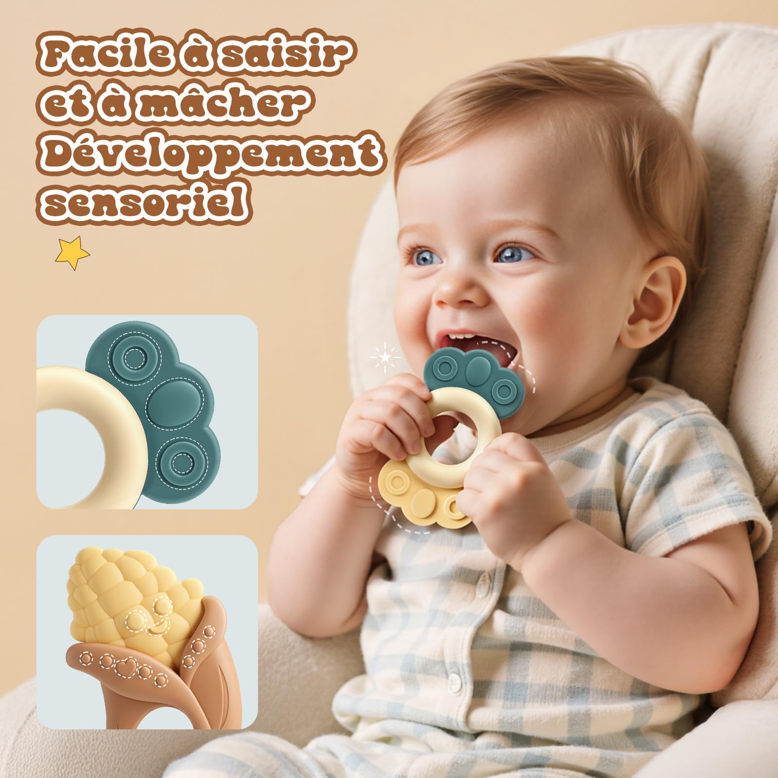 Hochet Bebe 0 3 6 9 12 Mois, Jouet Bebe 0-12 Mois Jeux Eveil Bebe 0 3 6 Mois Jouet Bébé Cadeau 0-6-12 Mois Fille Garçon Jeux Bebe 0-9 Mois Jouet Nouveau Né Garçon Fille Montessori Jeux Bébé