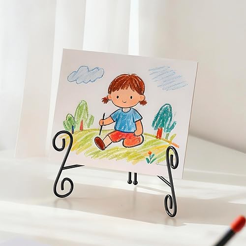 Soporte para platos, 1 paquete de soporte de placa de 6 pulgadas para exhibición, caballete de mesa de hierro plegable negro para libros de fotos,