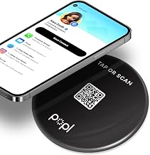 Popl XL Large 4" NFC Business Card Tap Sign Sticker - Instantly Share Contact Info, Social Media, Payment, Apps & More - Compatible with iPhone and Android - Features NFC Tap & QR Scan (Black)