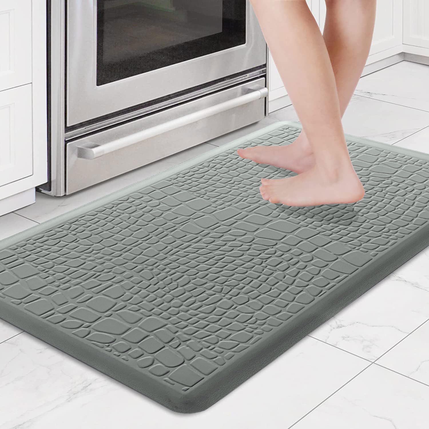 Luxe Home Jersey Textuer Anti-Fatigue (45x75 cm) Kitchen Mat Grey – Cushioned Support, Stylish and Durable, Easy to Clean, Non-Slip Bottom – Ideal for Kitchen, Desk, Laundry, Garage (B0CVQGTM6G) Amazon Price History, Amazon Price Tracker