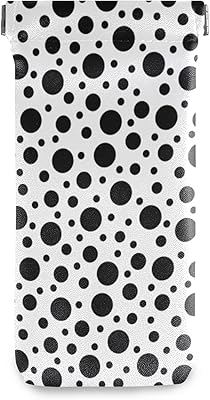 Squeeze Top Sunglasses Pouch Eyeglass Cases PU Leather Soft Anti-Scratch Eyeglass Holder (Black Polka Dot)
